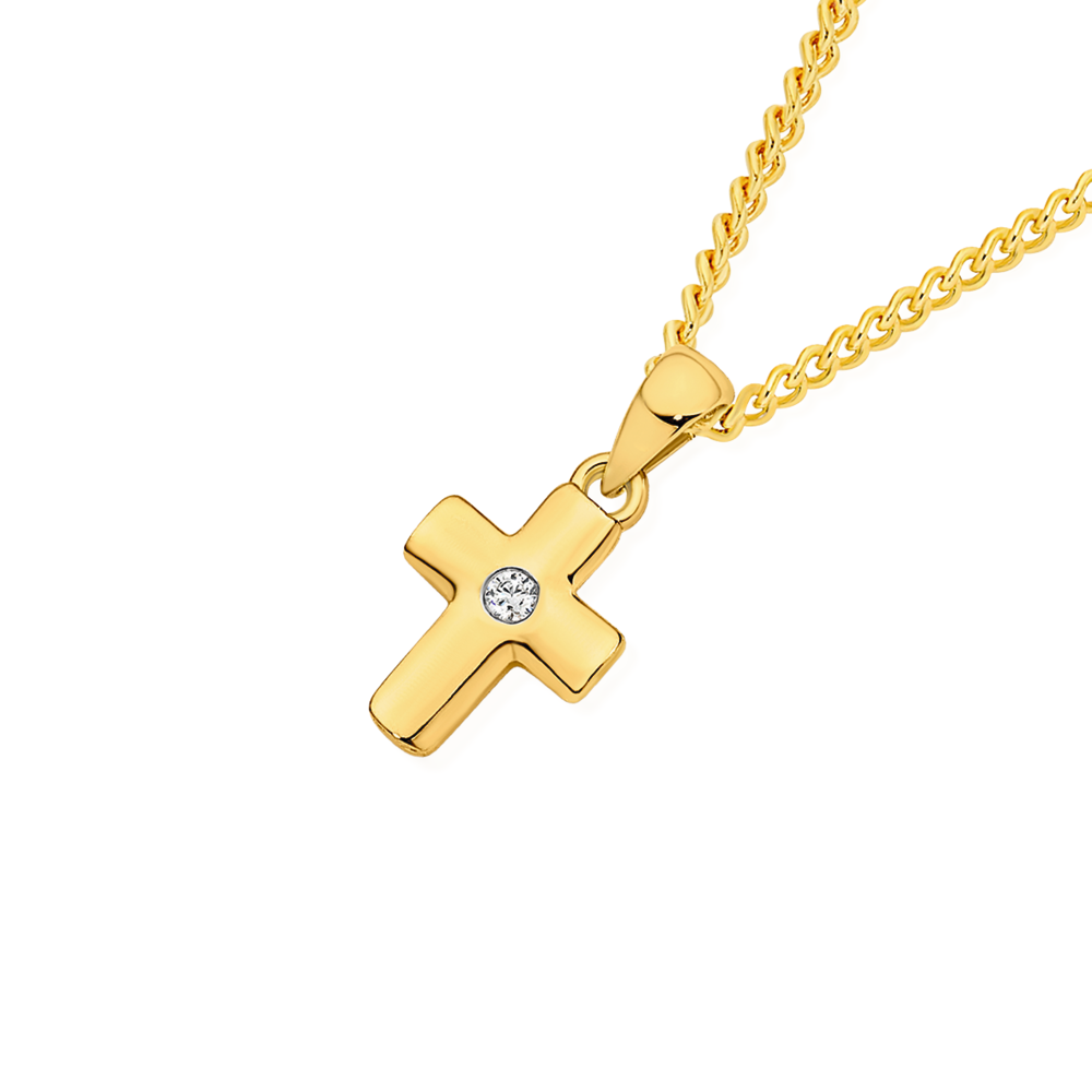 Children's 14k Gold Cross with Diamond 15